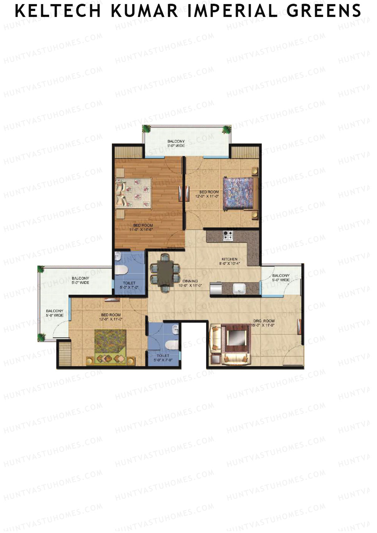 Keltech Kumar Imperial Greens Wing K4 Unit 2  Floor Plan