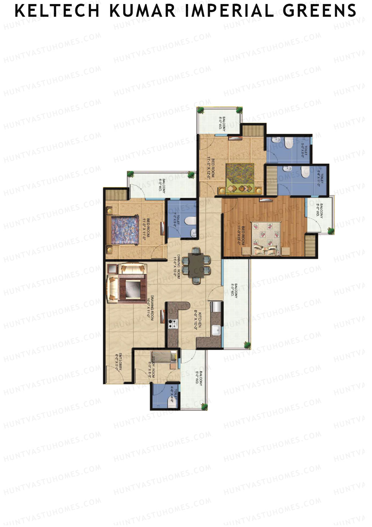 Keltech Kumar Imperial Greens Wing K5 Unit 1  Floor Plan