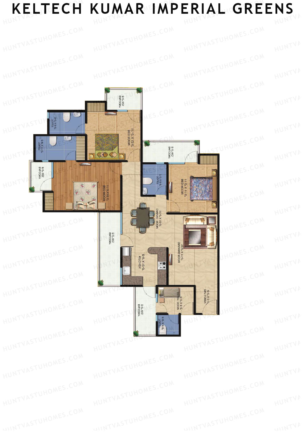 Keltech Kumar Imperial Greens Wing K5 Unit 2  Floor Plan