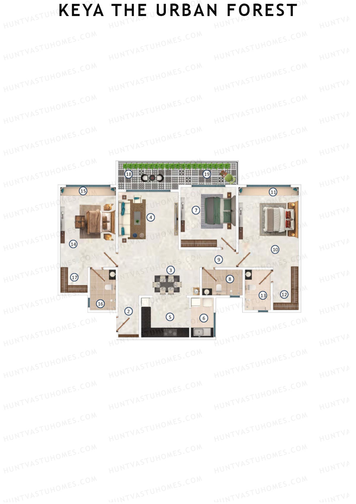 Keya The Urban Forest Tower B Unit 3 Floor Plan