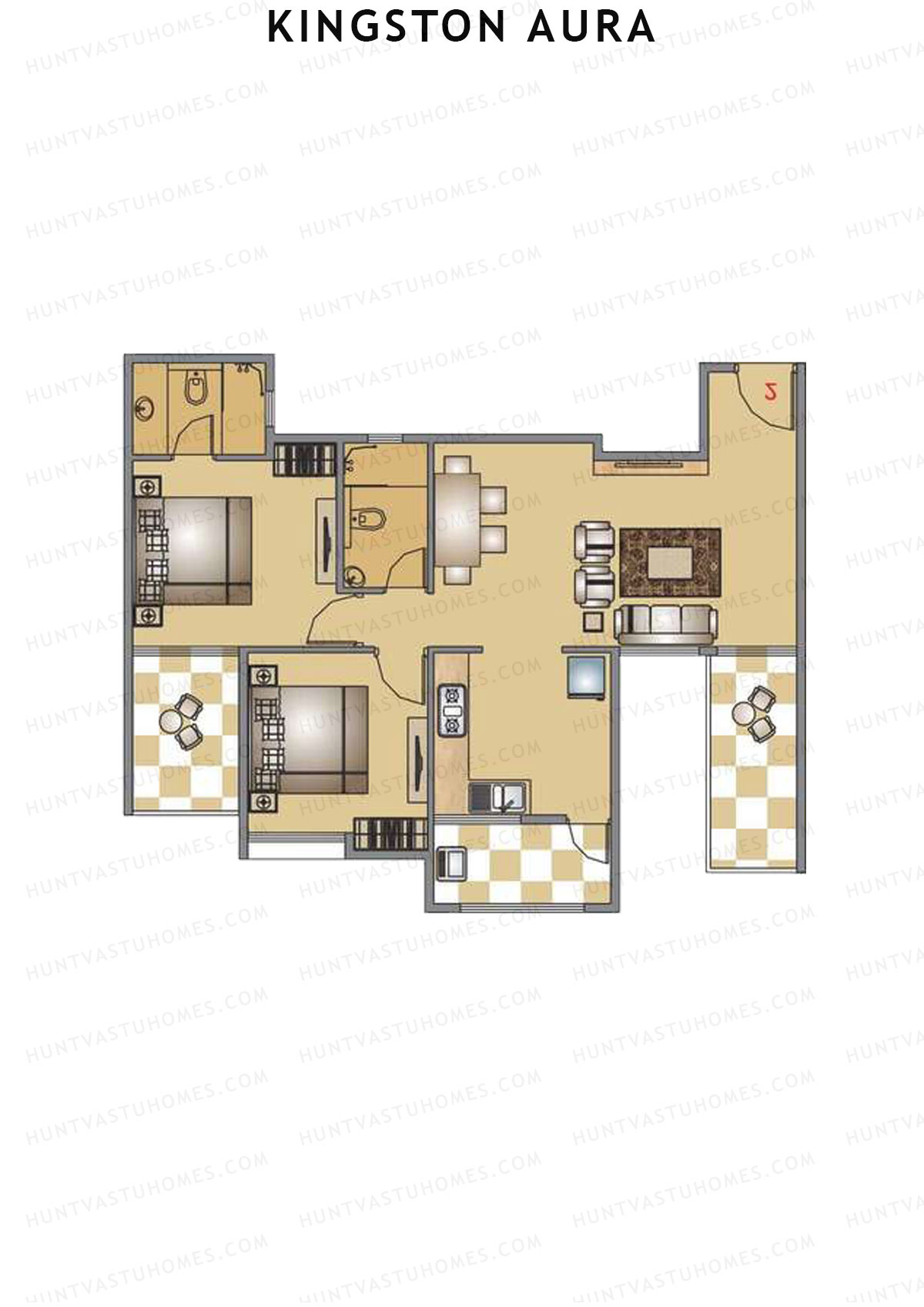Kingston Aura Wing A Unit 1  Floor Plan
