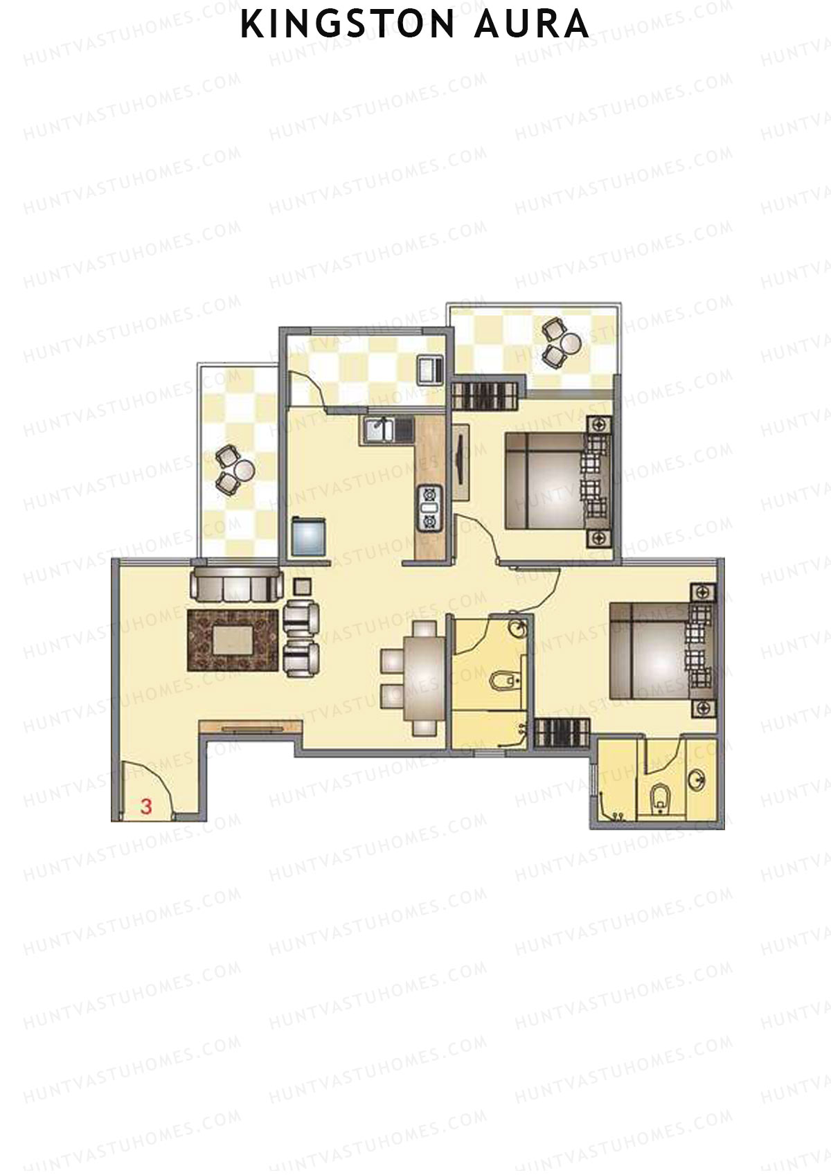 Kingston Aura Wing A Unit 3 Floor Plan