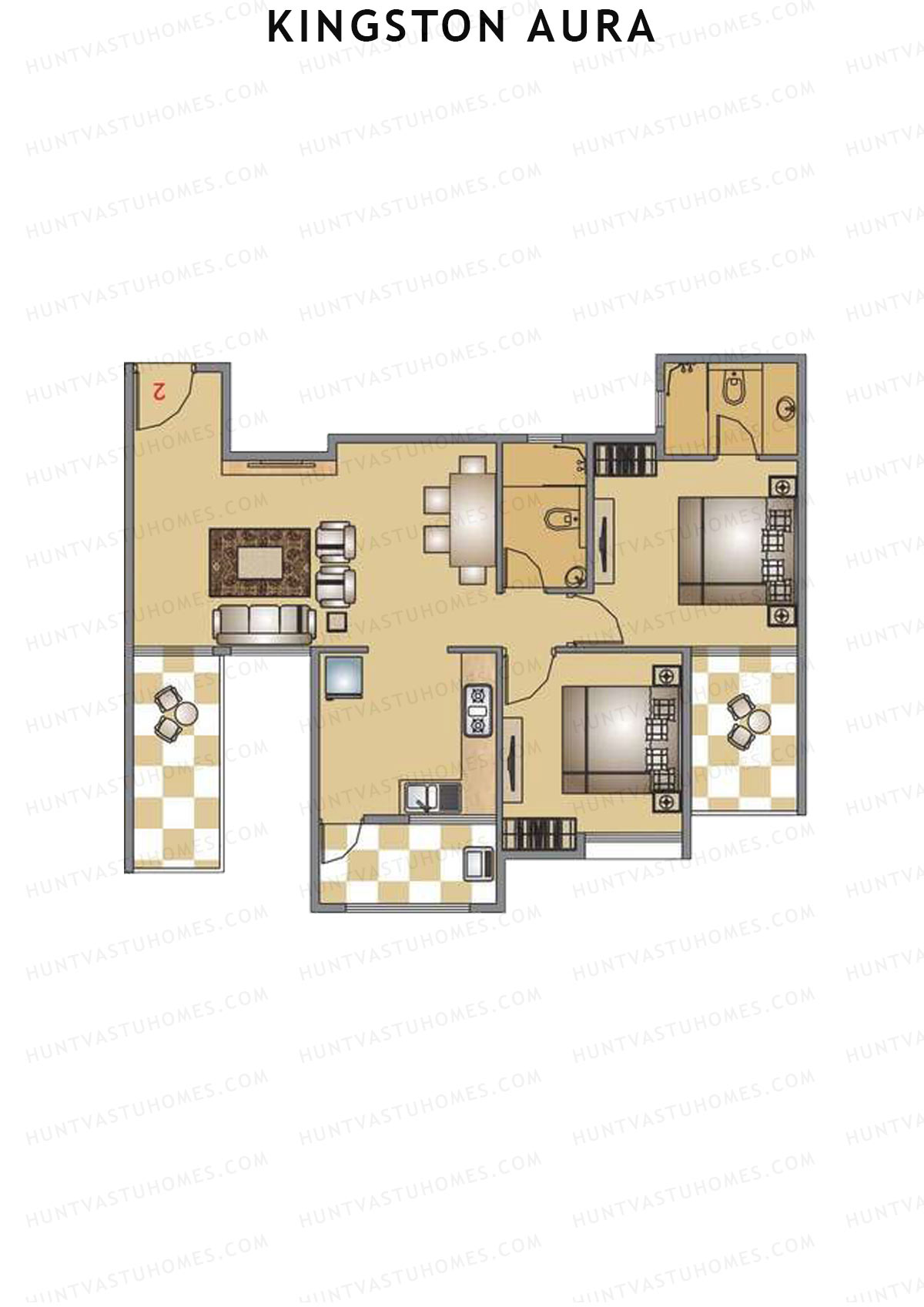 Kingston Aura Wing B Unit 2 1 Floor Plan