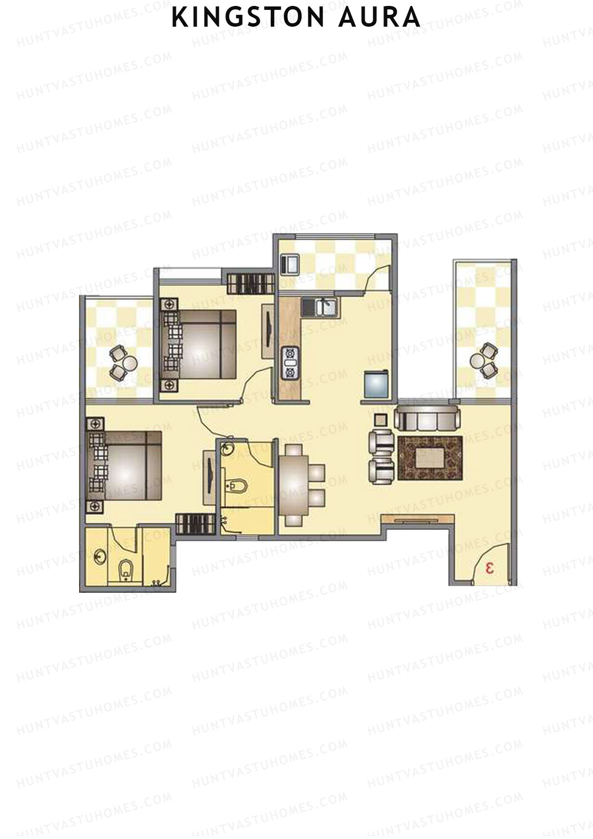 Kingston Aura Wing B Unit 4  Floor Plan