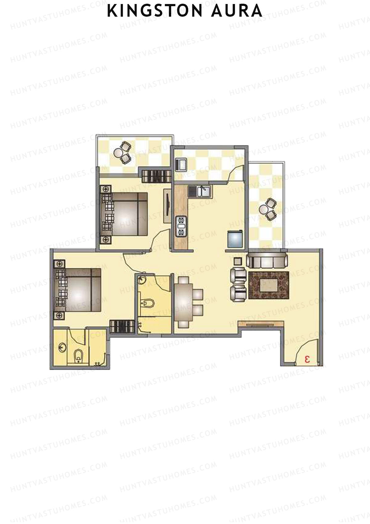 Kingston Aura Wing B Unit 4  Floor Plan