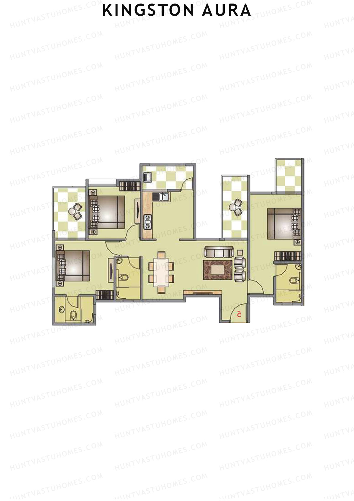 Kingston Aura Wing B Unit 5 1 Floor Plan
