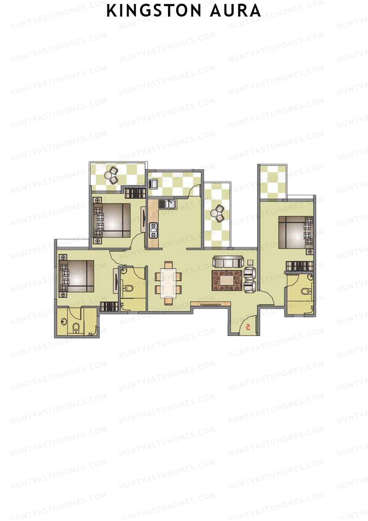 Kingston Aura Wing B Unit 5  Floor Plan