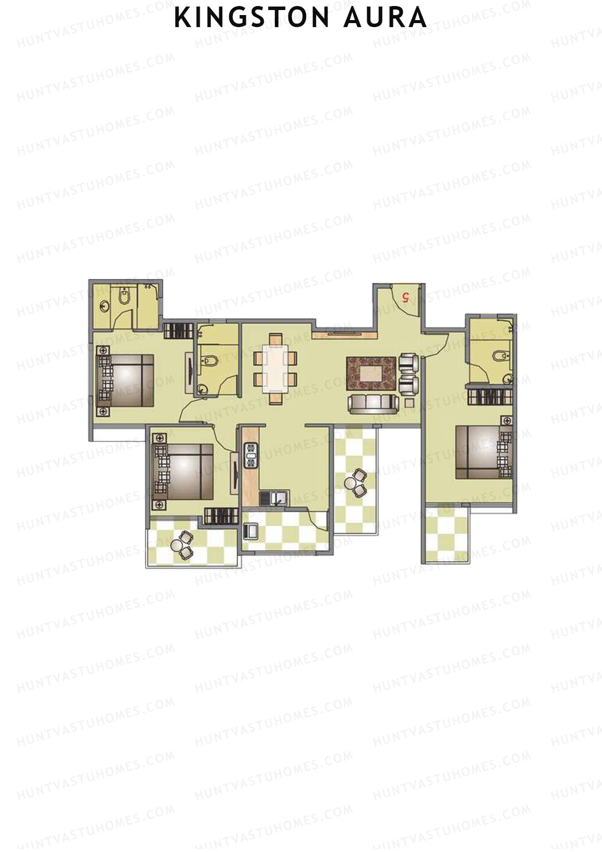 Kingston Aura Wing B Unit 6  Floor Plan