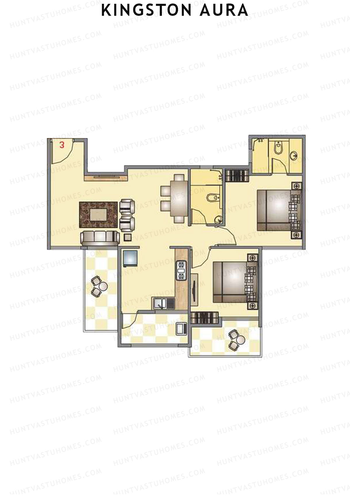 Kingston Aura Wing C Unit 1  Floor Plan