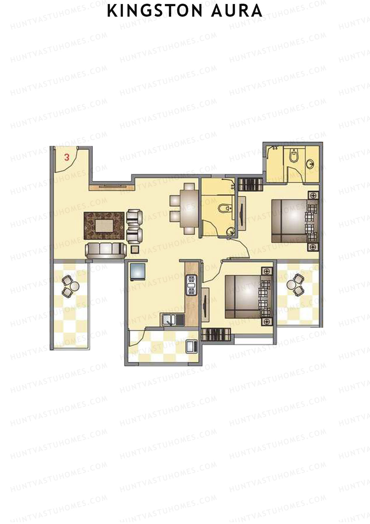 Kingston Aura Wing C Unit 1  Floor Plan
