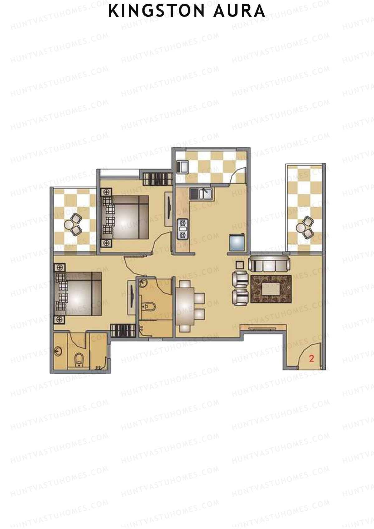 Kingston Aura Wing C Unit 3  Floor Plan