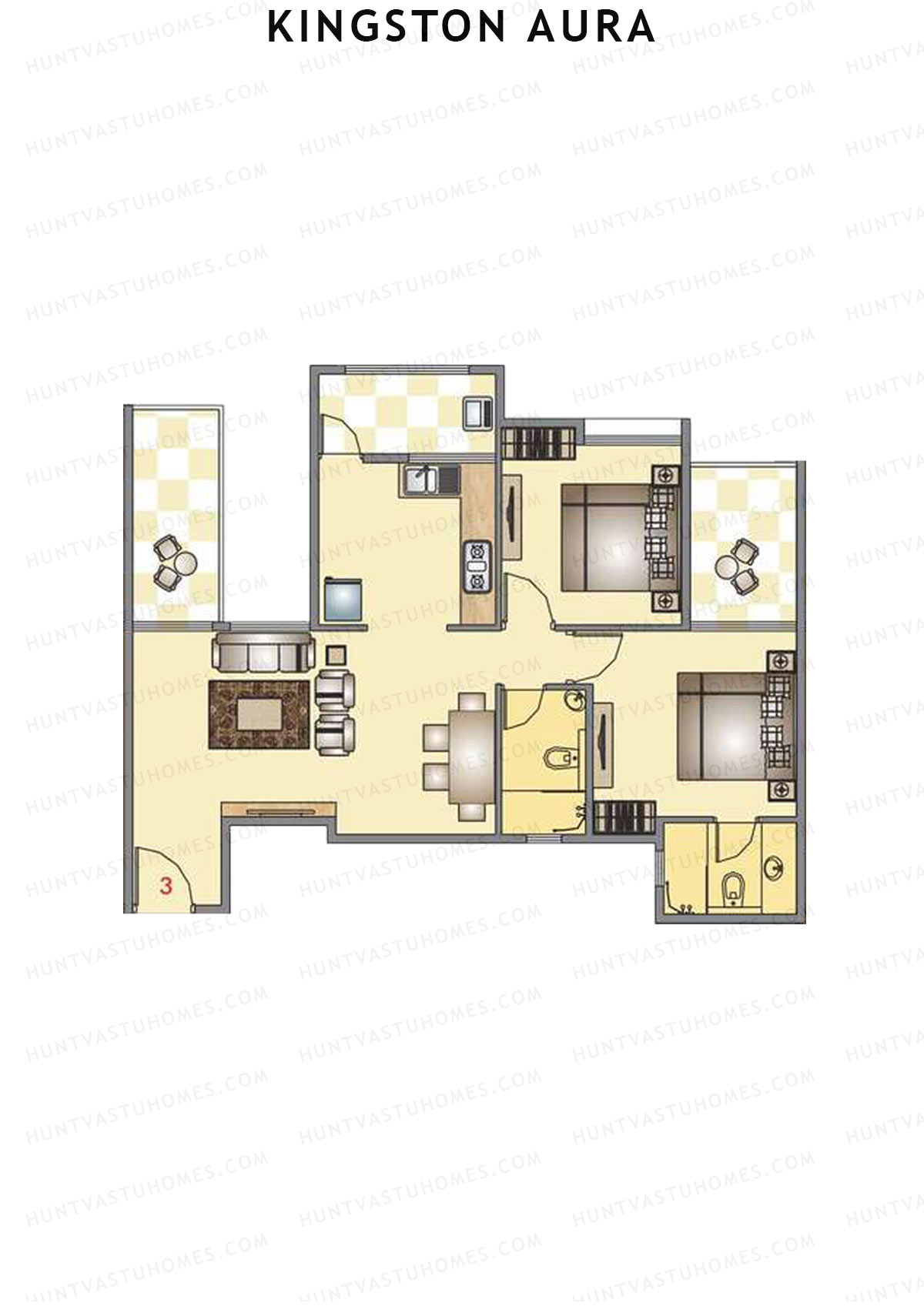 Kingston Aura Wing C Unit 4  Floor Plan