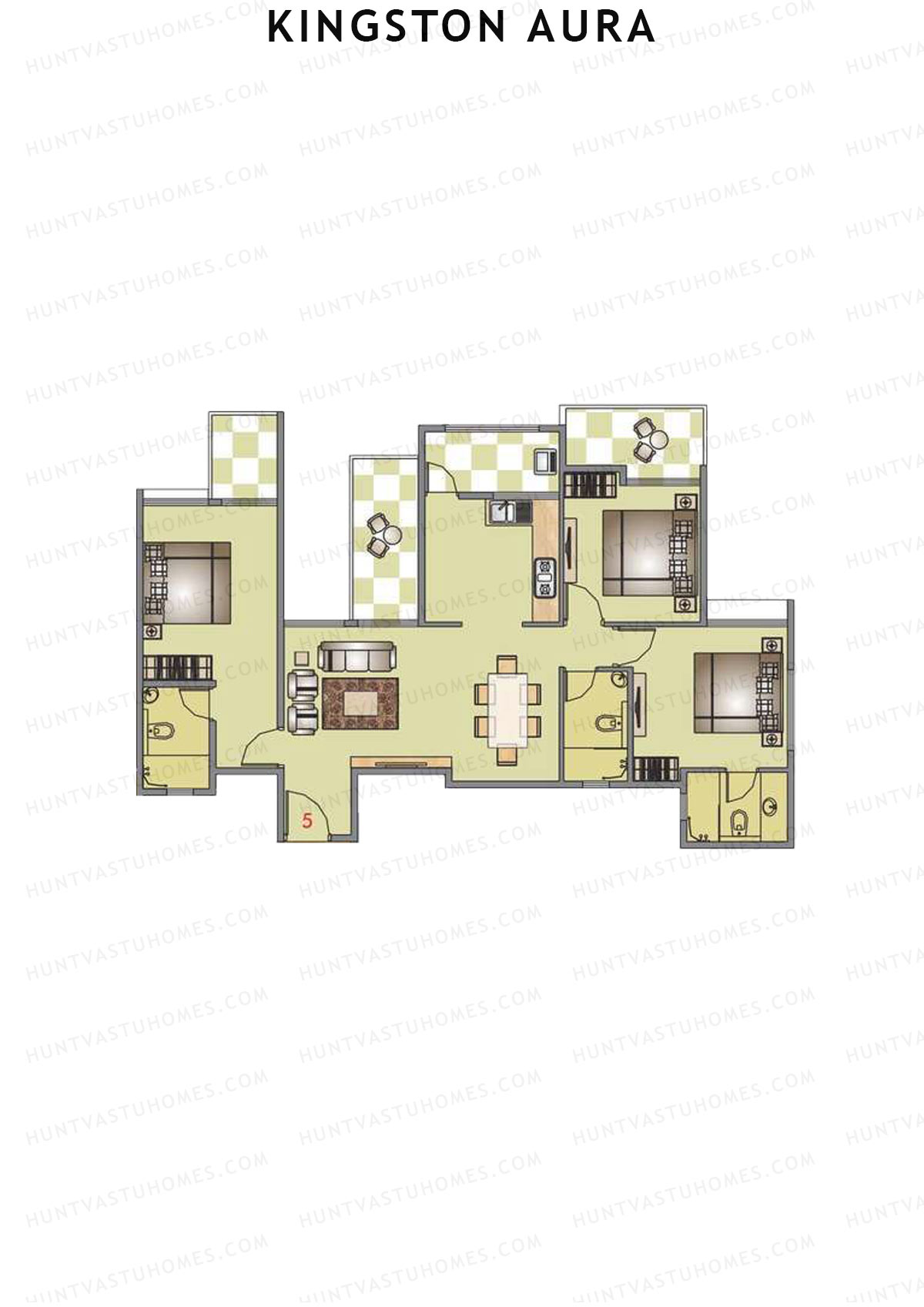 Kingston Aura Wing C Unit 5  Floor Plan