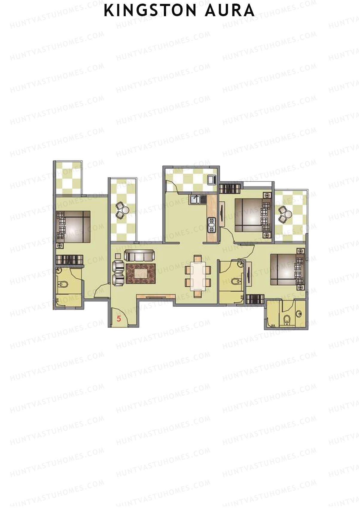 Kingston Aura Wing C Unit 5  Floor Plan