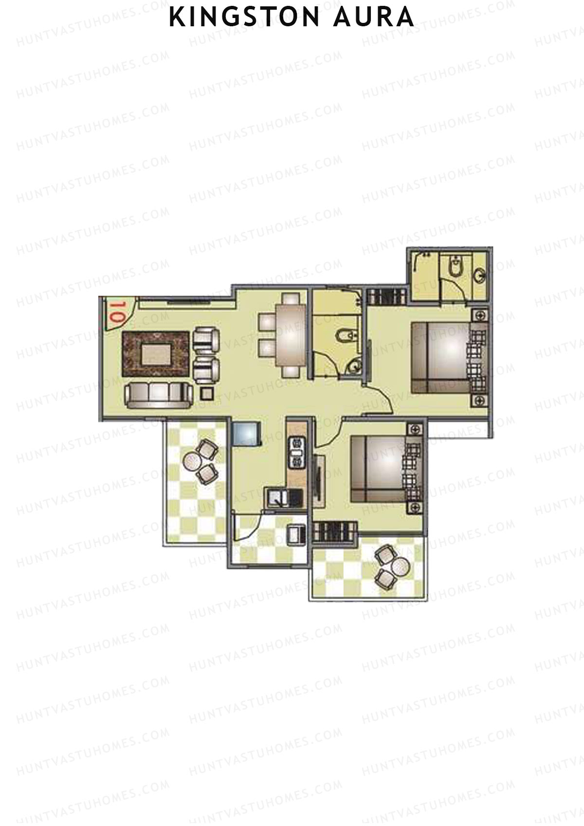 Kingston Aura Wing D Unit 2  Floor Plan