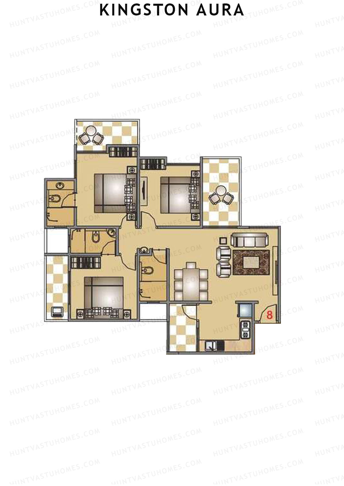 Kingston Aura Wing D Unit 8  Floor Plan