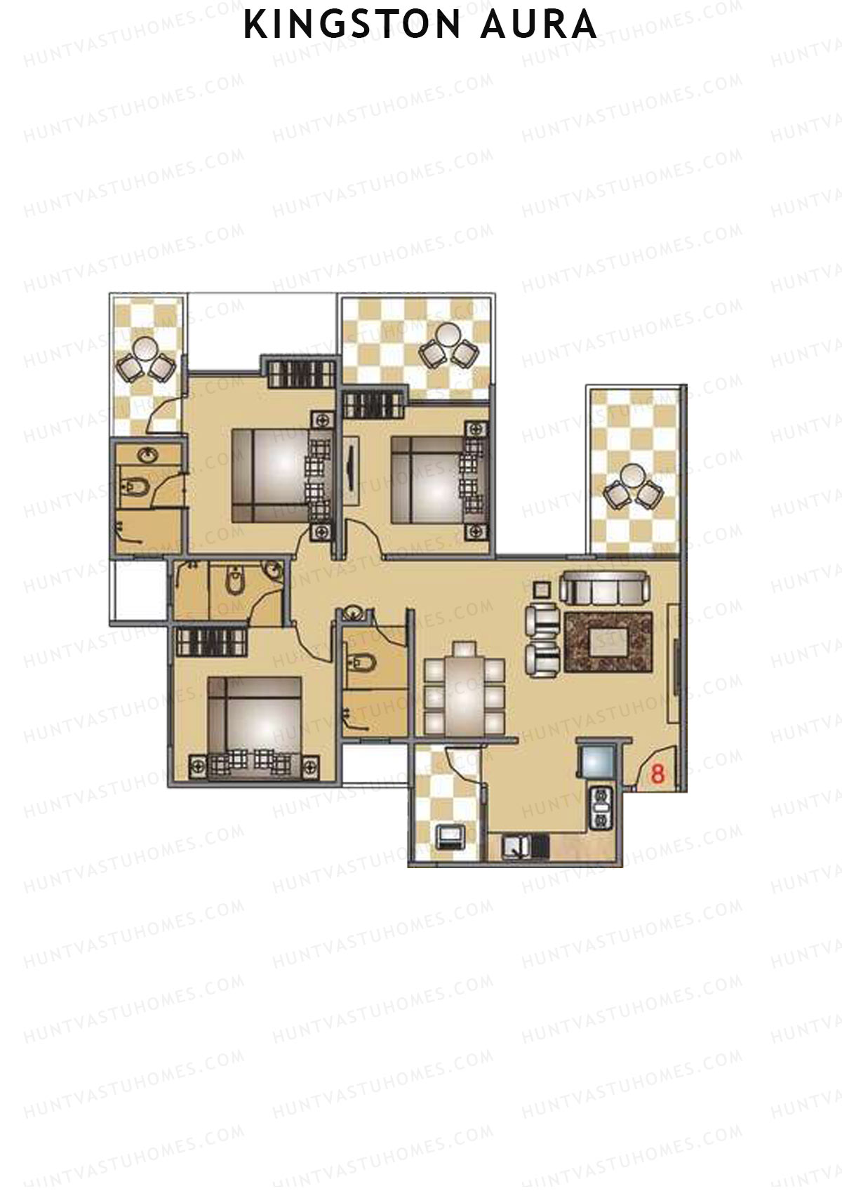 Kingston Aura Wing D Unit 8  Floor Plan