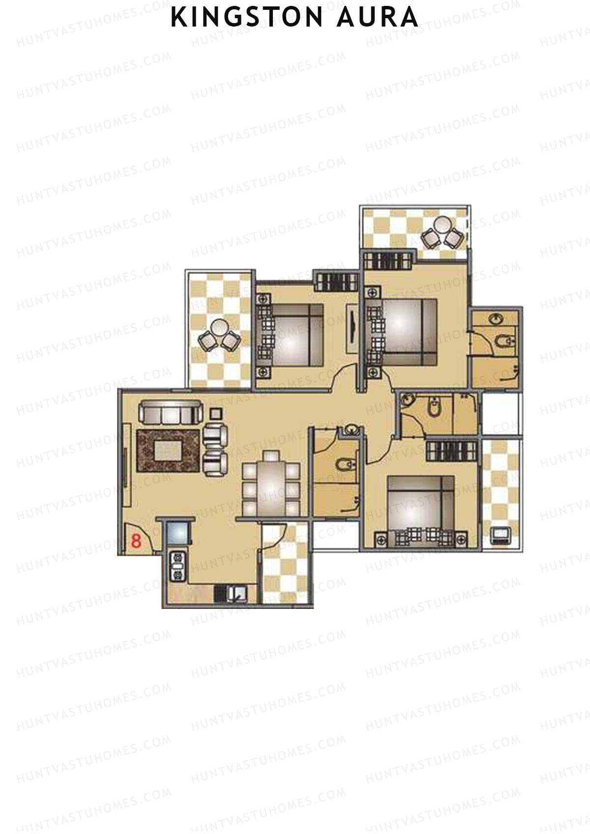 Kingston Aura Wing D Unit 9  Floor Plan