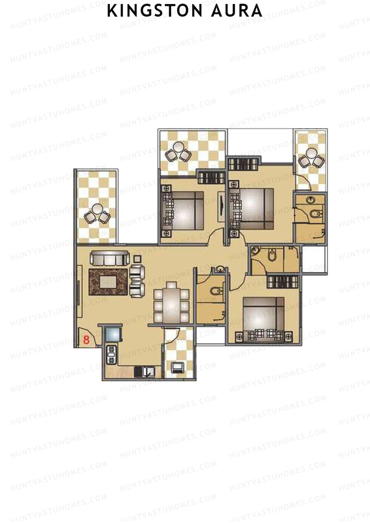 Kingston Aura Wing D Unit 9  Floor Plan