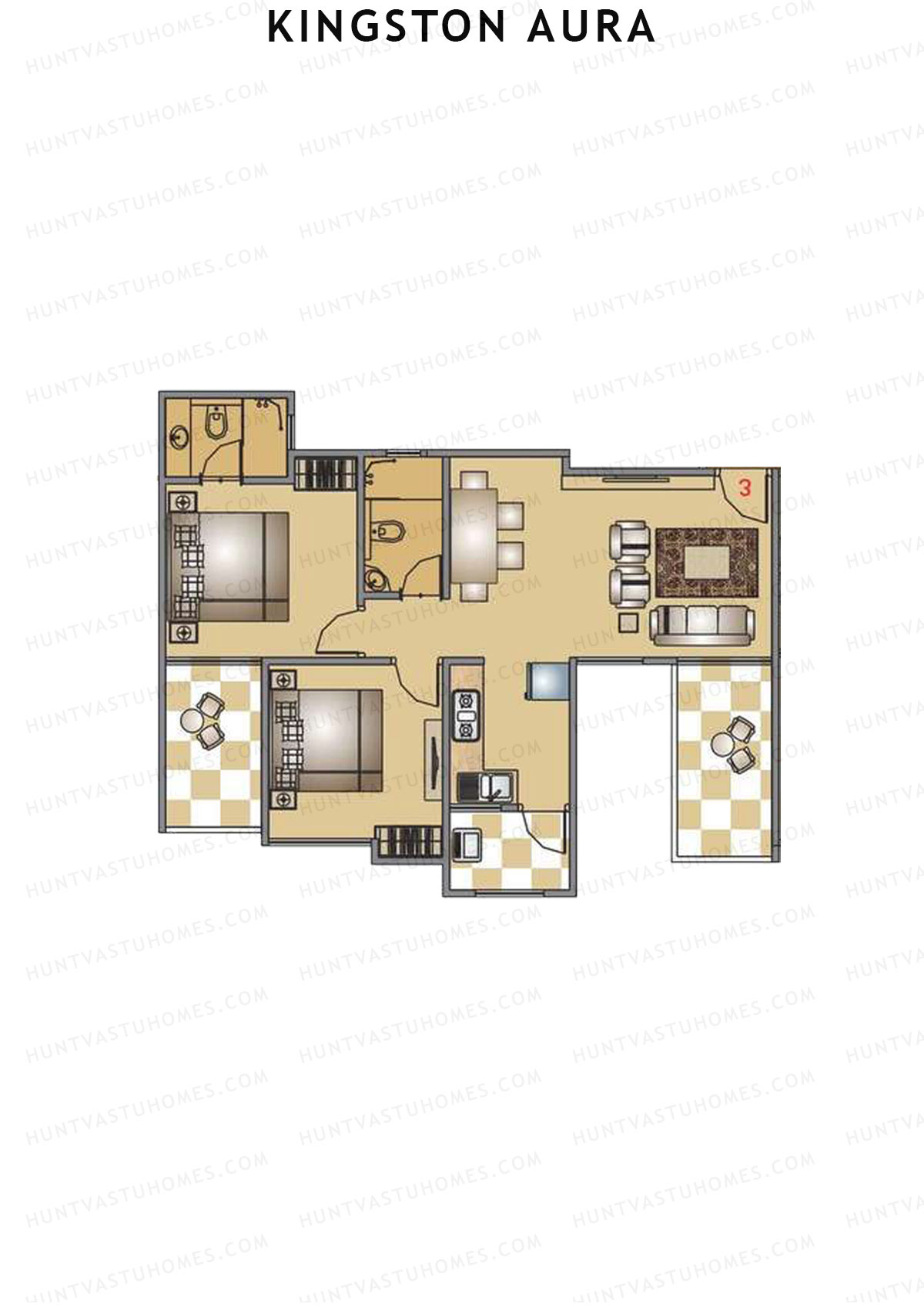 Kingston Aura Wing E Unit 2  Floor Plan