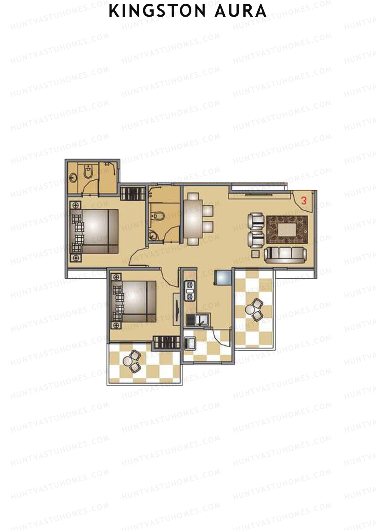 Kingston Aura Wing E Unit 2  Floor Plan