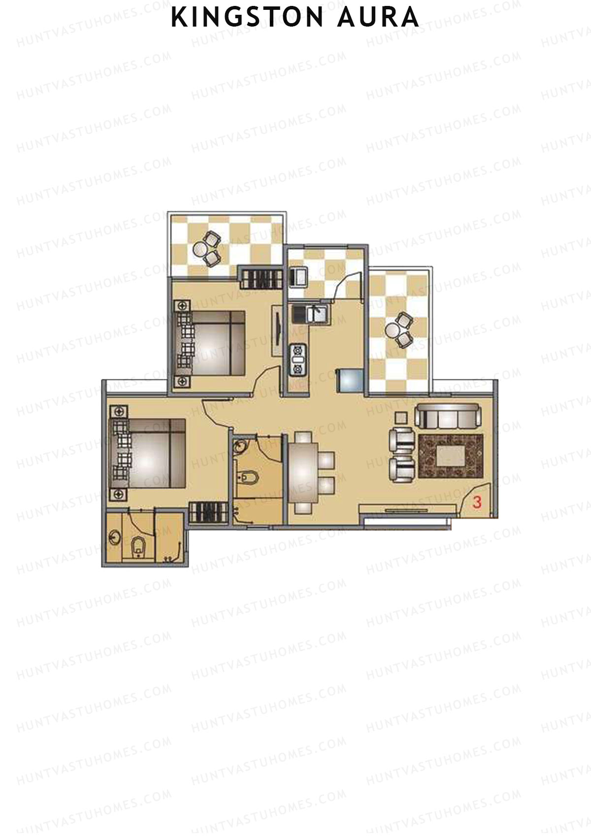 Kingston Aura Wing E Unit 3  Floor Plan