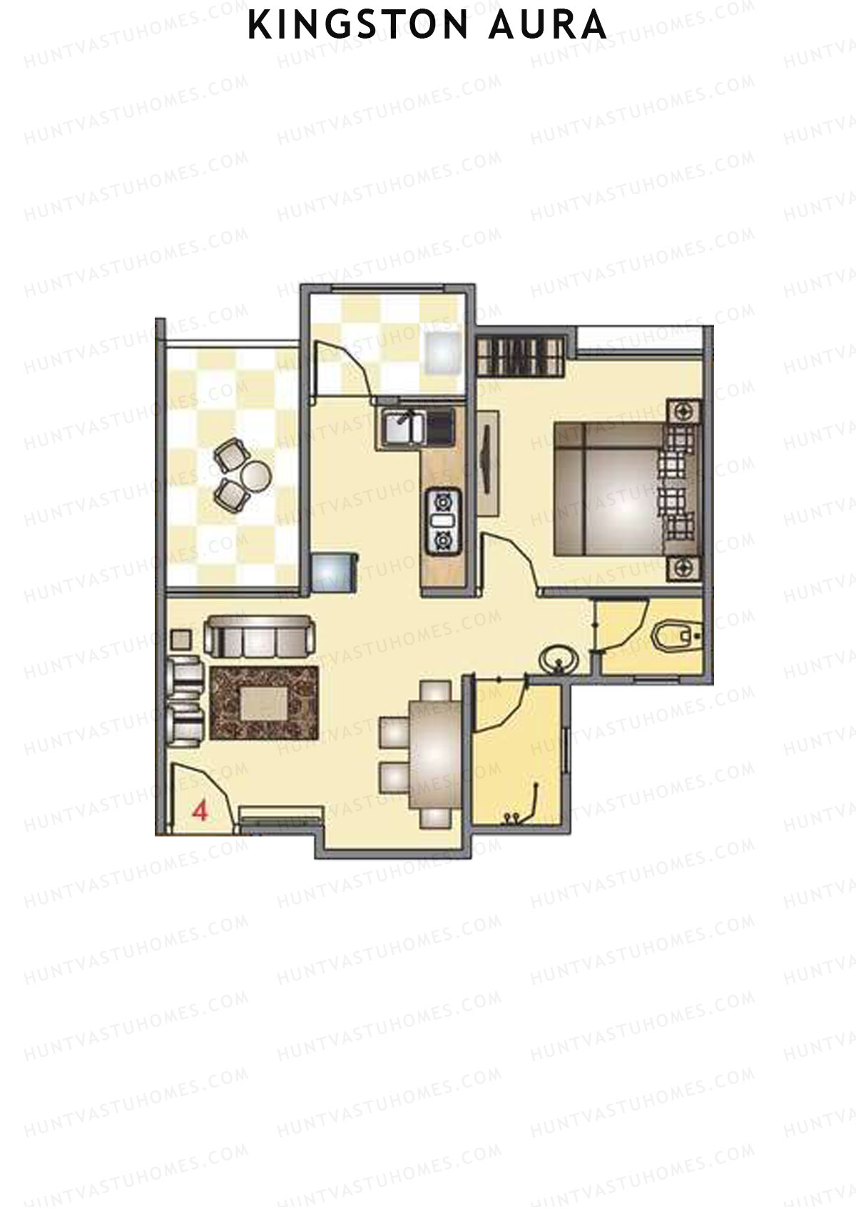 Kingston Aura Wing E Unit 4  Floor Plan