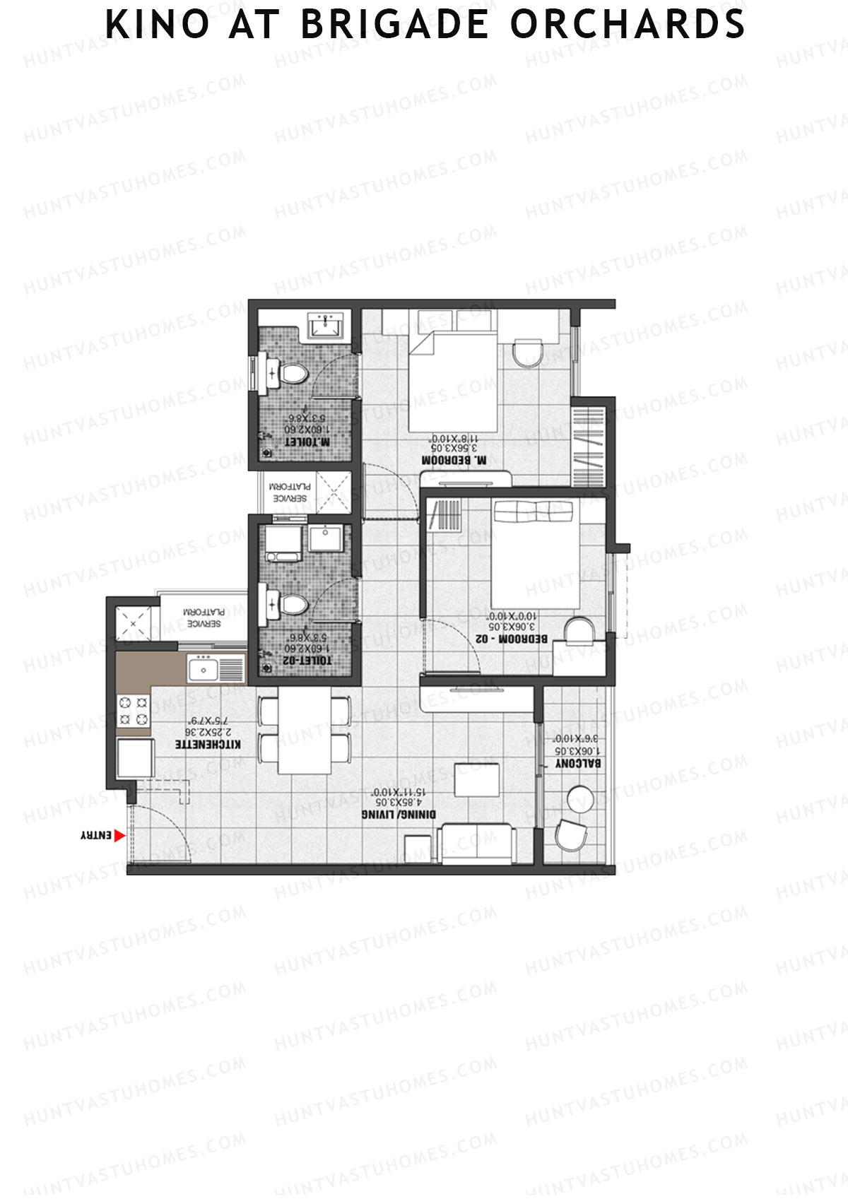 Kino at Brigade Orchards Wing A Unit 3 (Type D) Floor Plan