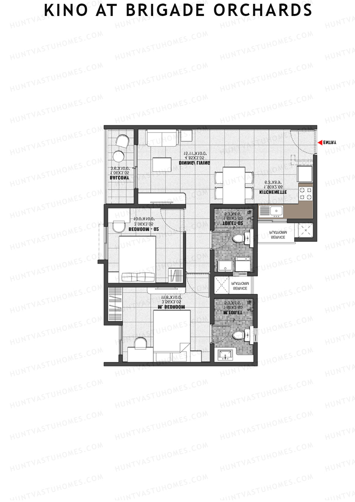 Kino at Brigade Orchards Wing A Unit 5 (Type C) Floor Plan