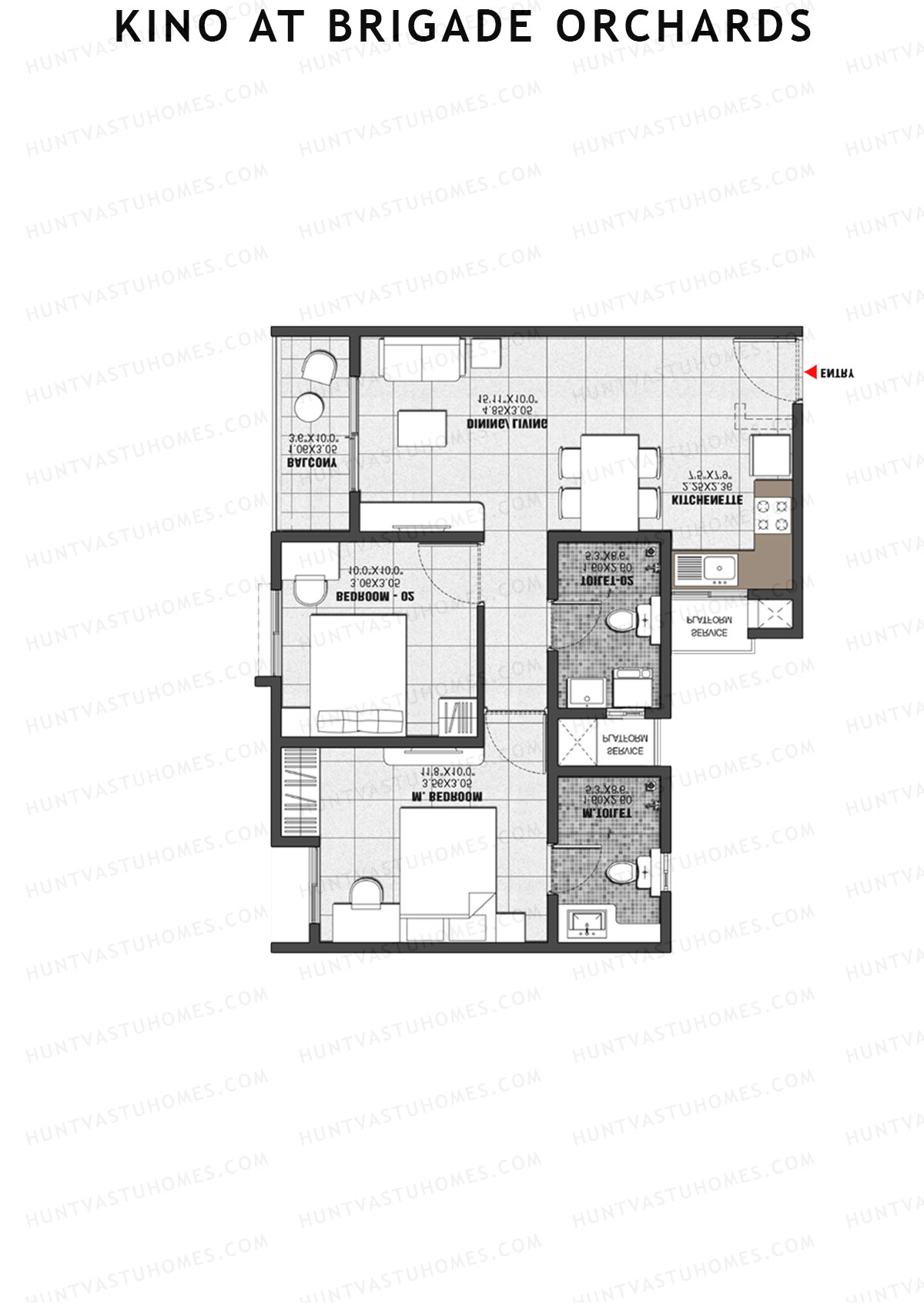 Kino at Brigade Orchards Wing A Unit 7 (Type E) Floor Plan