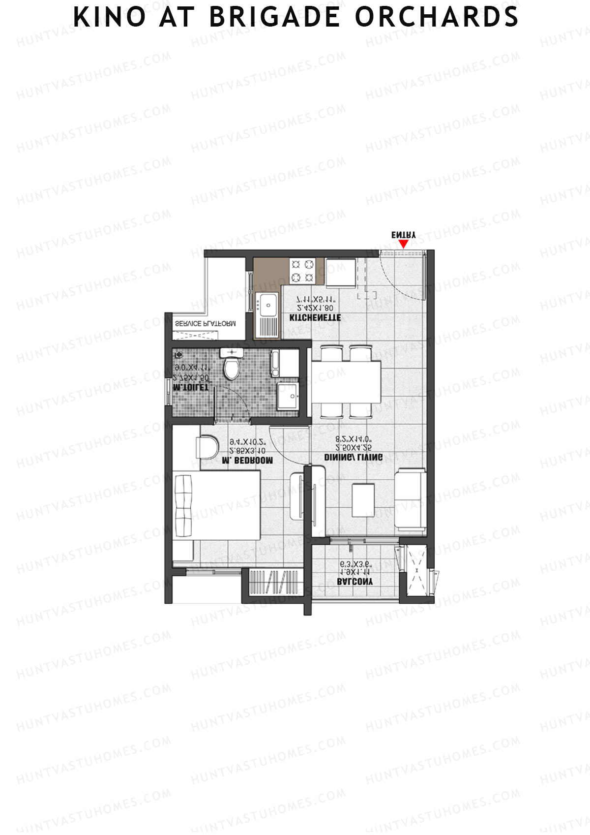 Kino at Brigade Orchards Wing B Unit 10 (Type A) Floor Plan