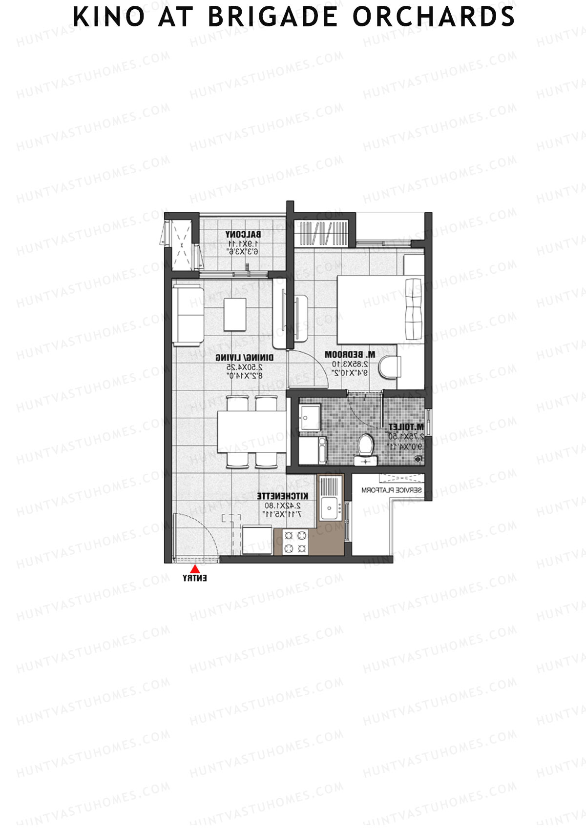Kino at Brigade Orchards Wing B Unit 14 (Type A) Floor Plan