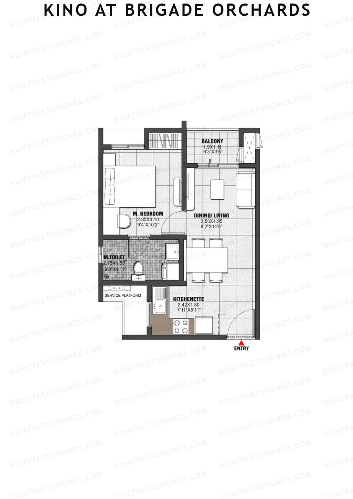 Kino at Brigade Orchards Wing B Unit 15 (Type A) Floor Plan