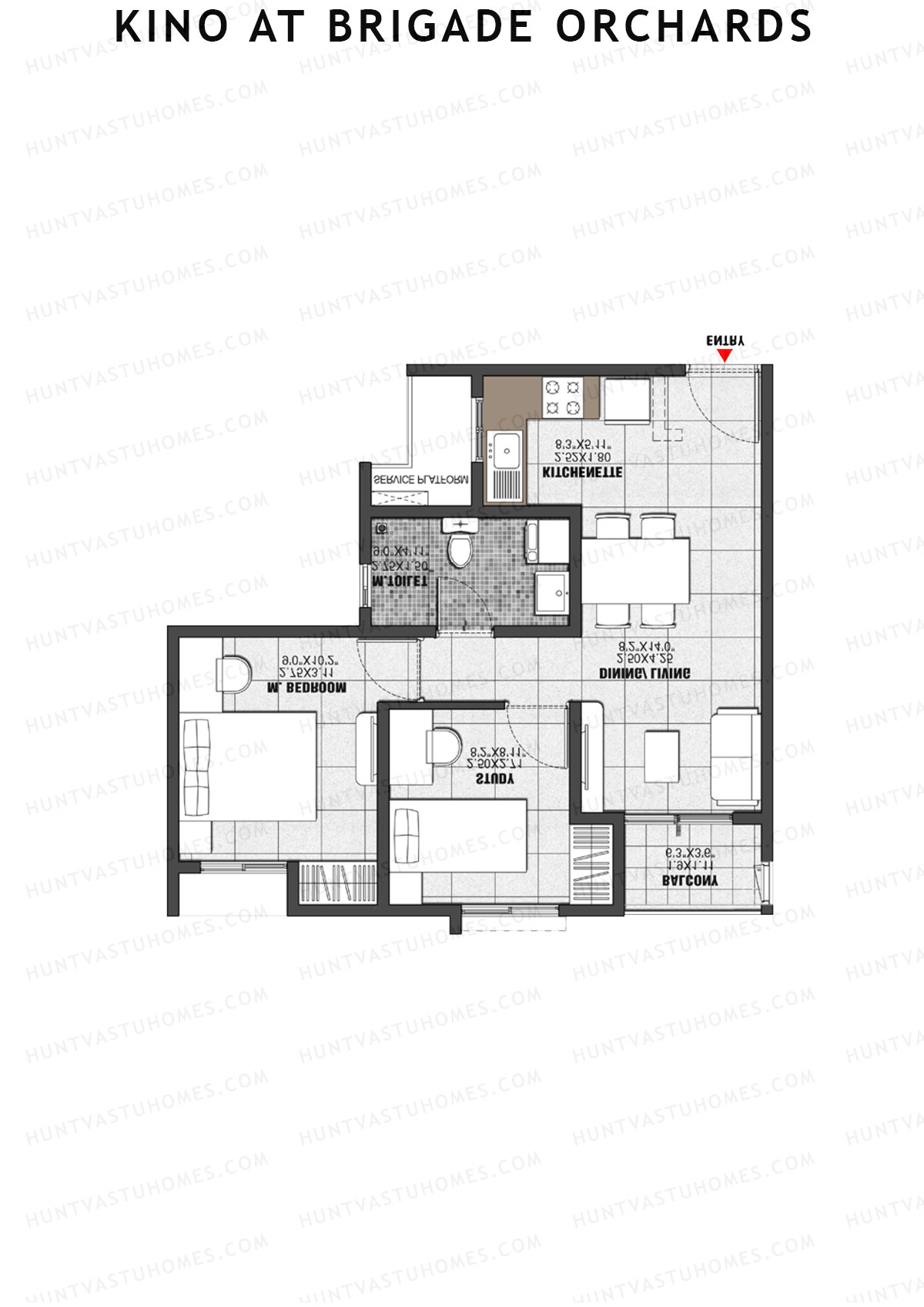 Kino at Brigade Orchards Wing B Unit 8 (Type B) Floor Plan