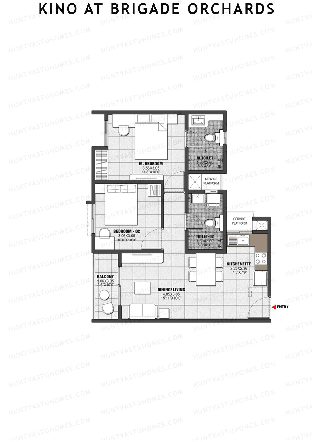 Kino at Brigade Orchards Wing C Unit 18 (Type E) Floor Plan