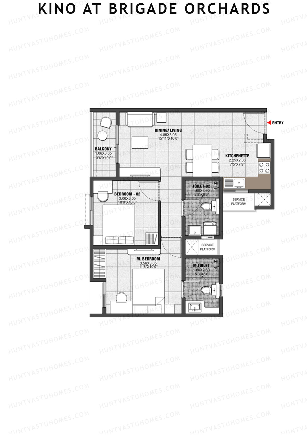 Kino at Brigade Orchards Wing C Unit 19 (Type D) Floor Plan