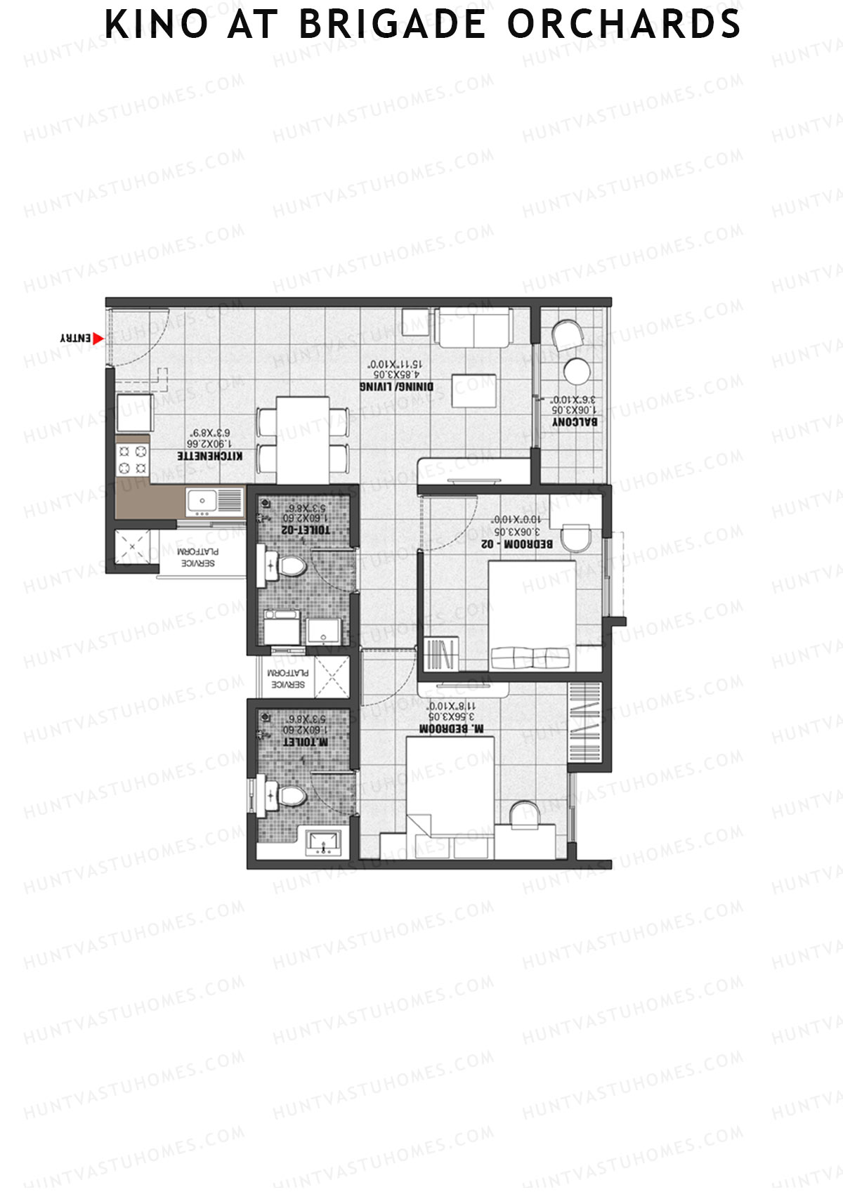 Kino at Brigade Orchards Wing C Unit 24 (Type E) Floor Plan