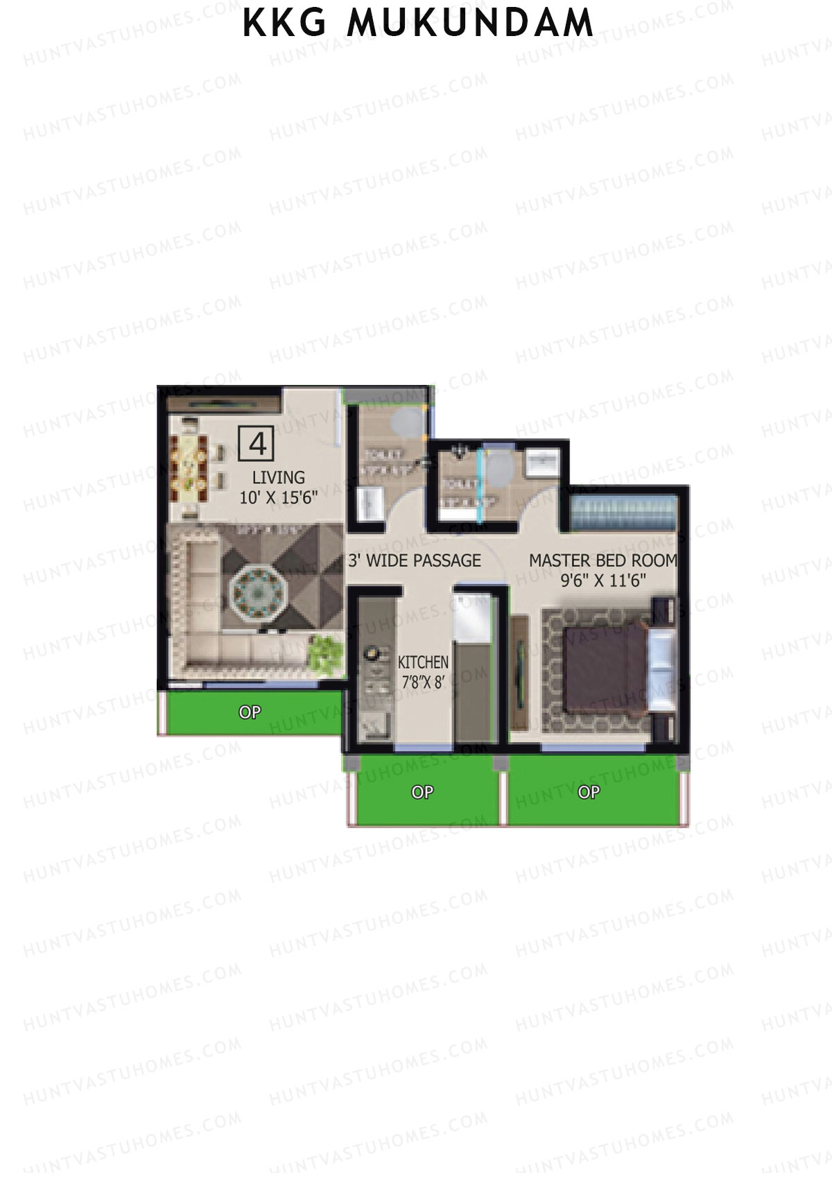 KKG Mukundam Wing A Unit 4 Floor Plan
