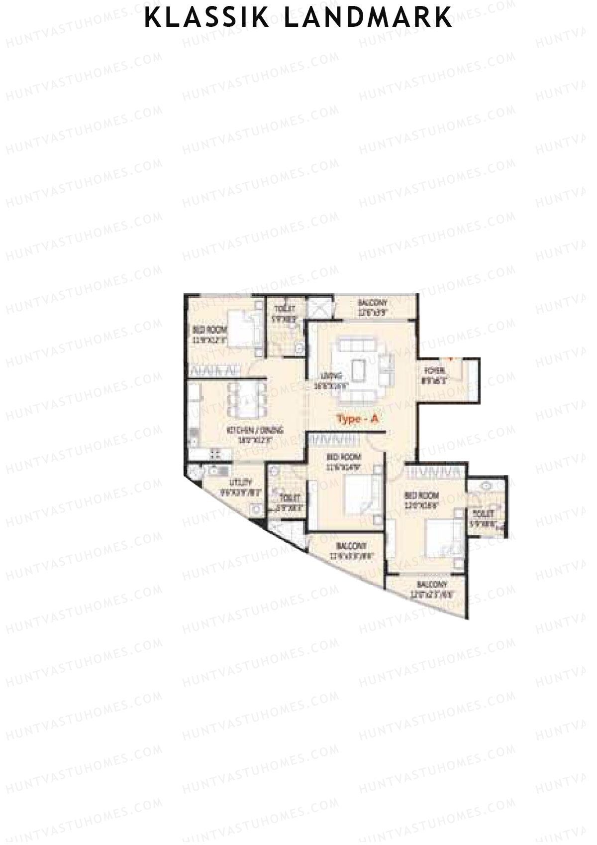 Klassik Landmark Block Blue Bell Unit 1 (Type A) Floor Plan