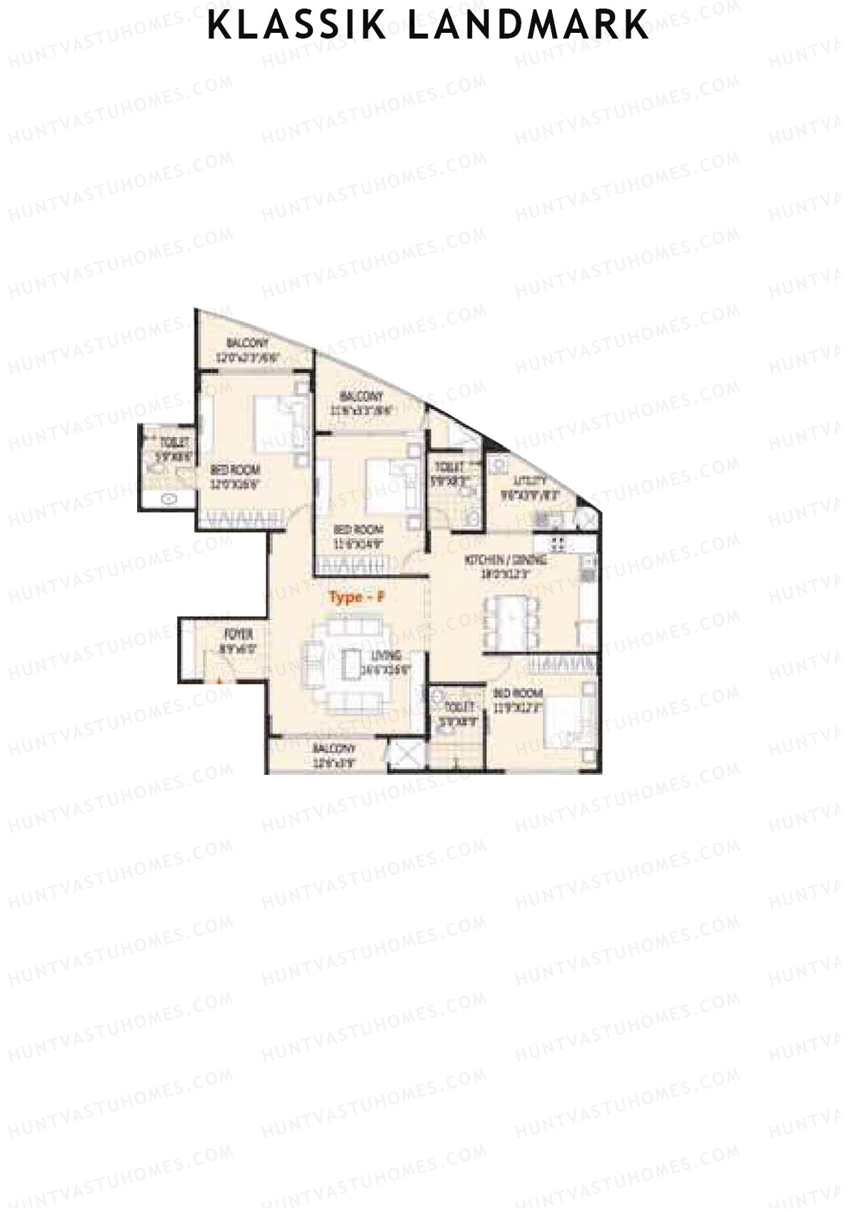 Klassik Landmark Block Blue Bell Unit 4 (Type F) Floor Plan