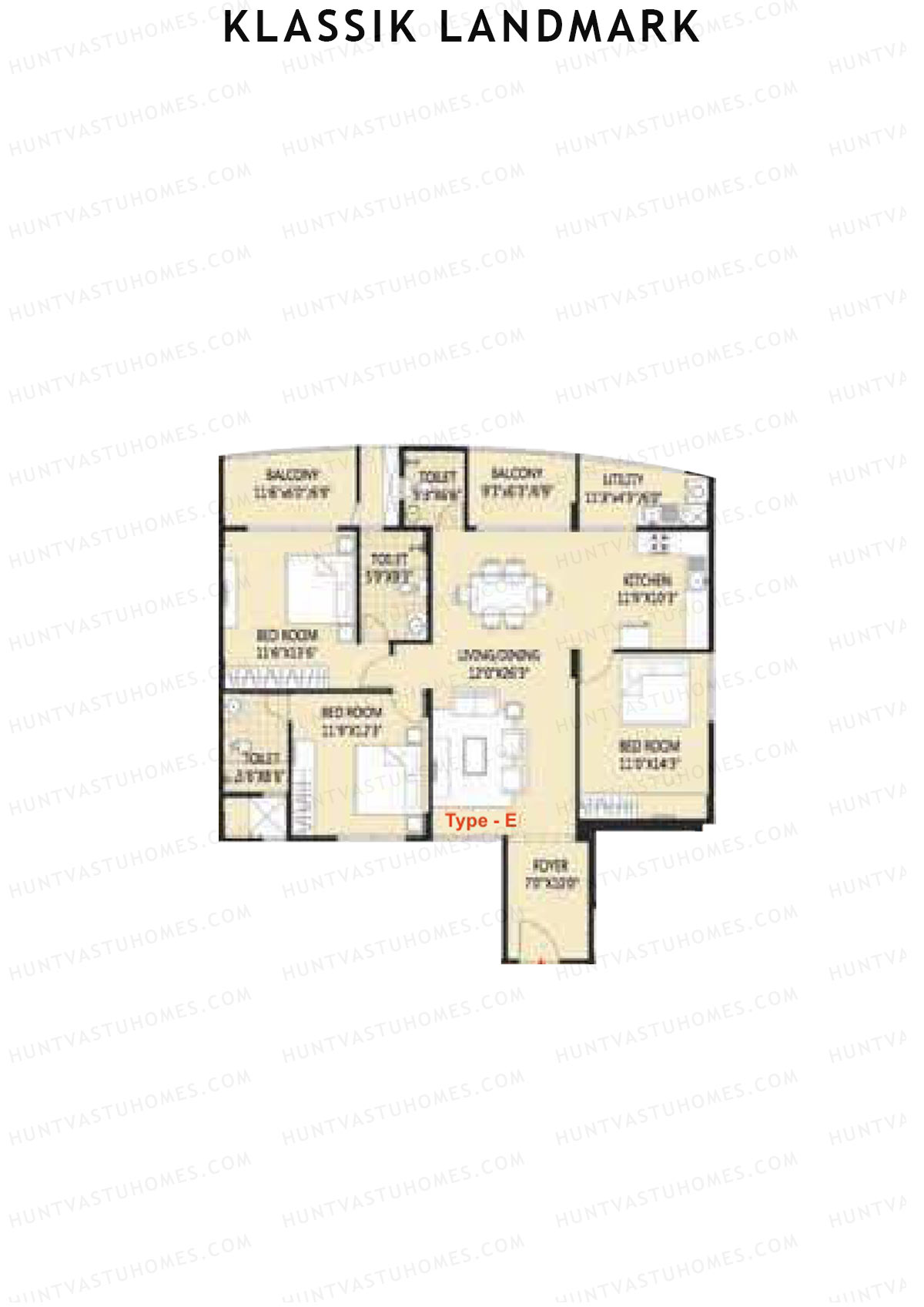 Klassik Landmark Block Cosmos Unit 3 (Type E) Floor Plan