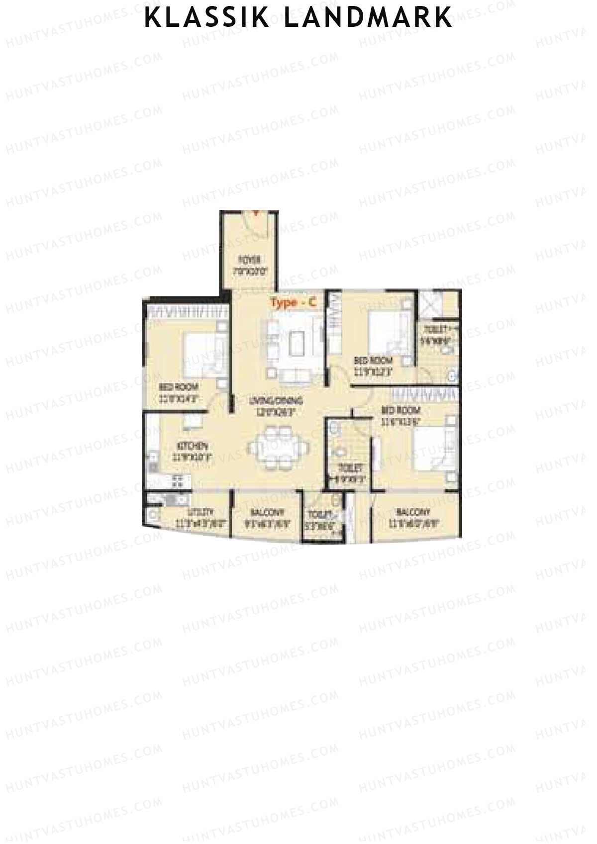Klassik Landmark Block Cosmos Unit 6 (Type C) Floor Plan