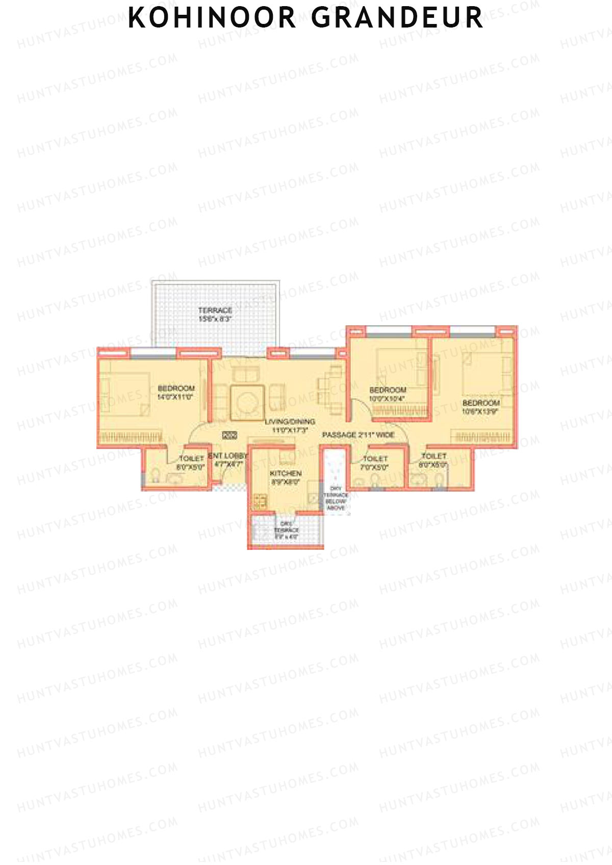 Kohinoor Grandeur Wing A Unit 2 Floor Plan