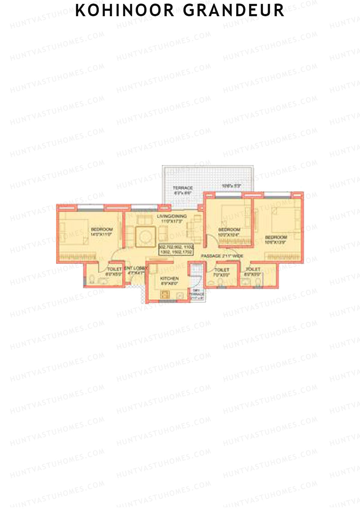 Kohinoor Grandeur Wing A Unit 2 Floor Plan
