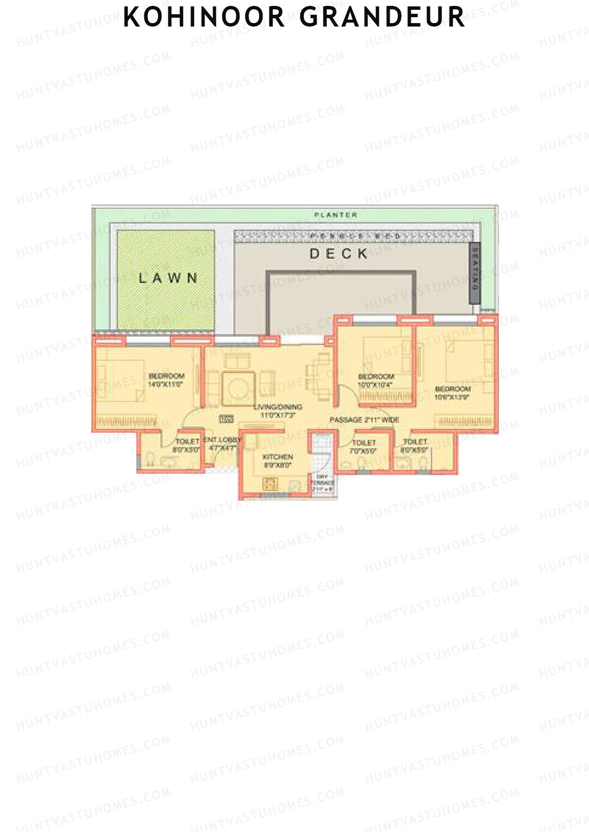 Kohinoor Grandeur Wing A Unit 2 Floor Plan