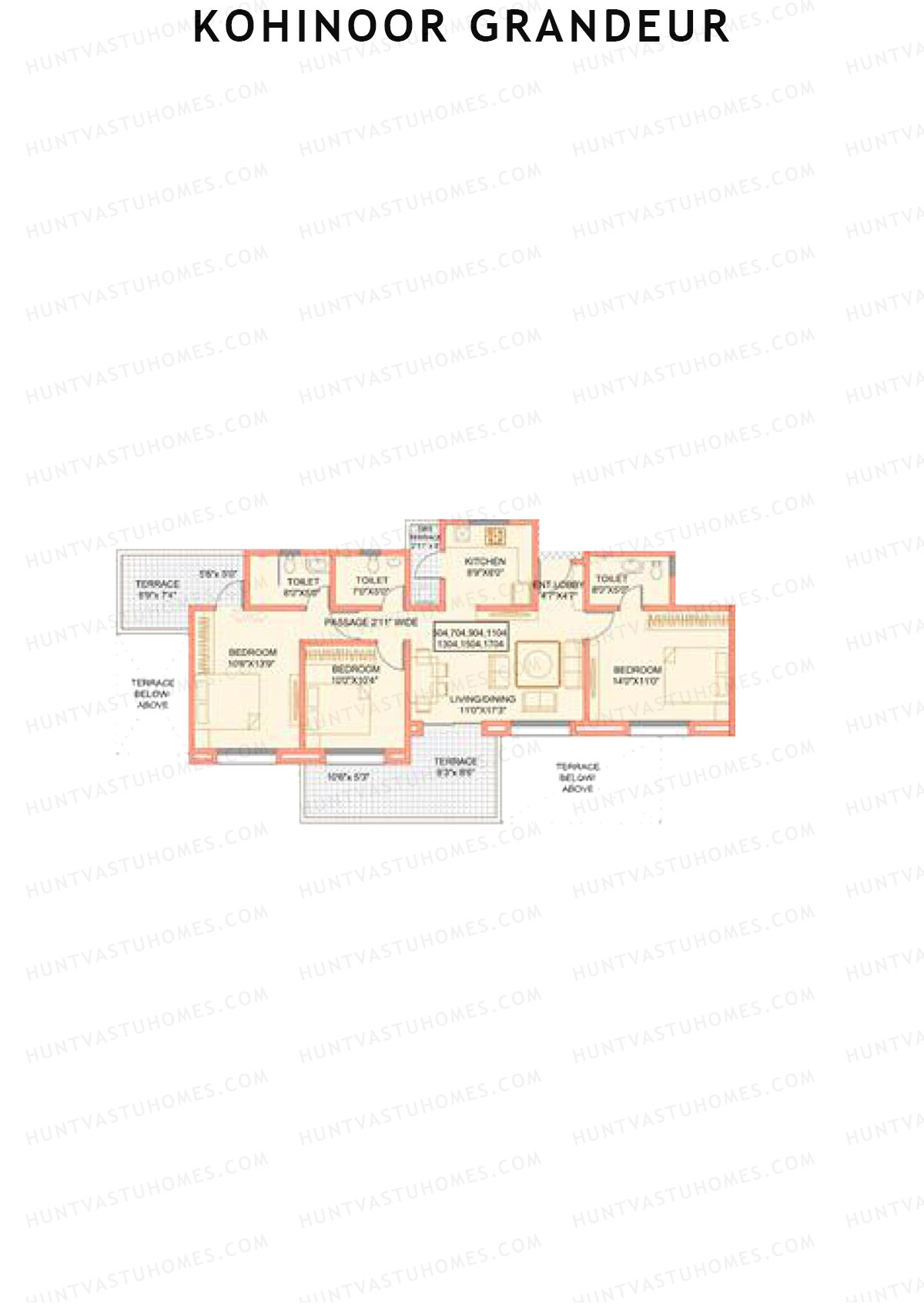 Kohinoor Grandeur Wing A Unit 4 Floor Plan