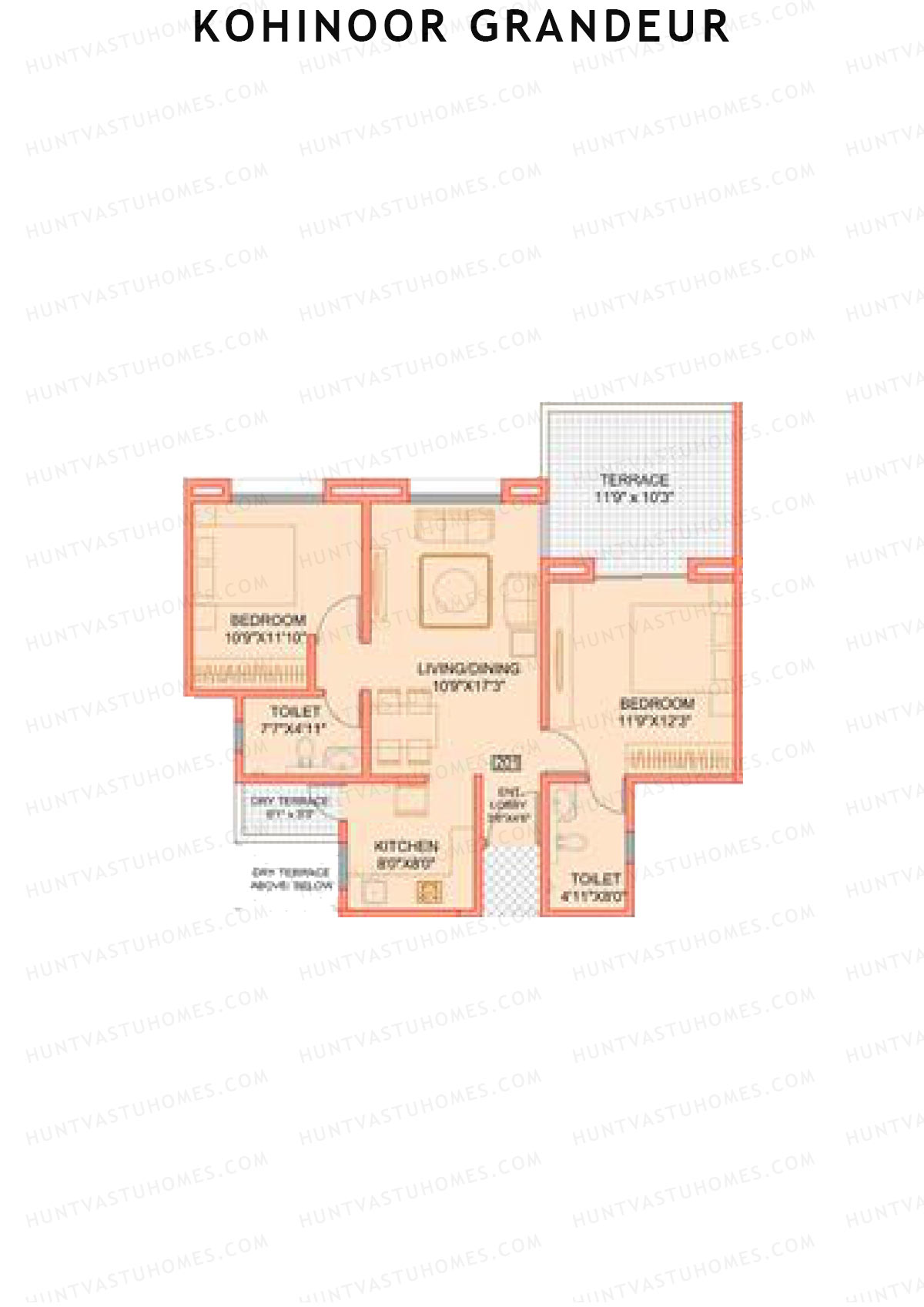 Kohinoor Grandeur Wing B Unit 1 Floor Plan