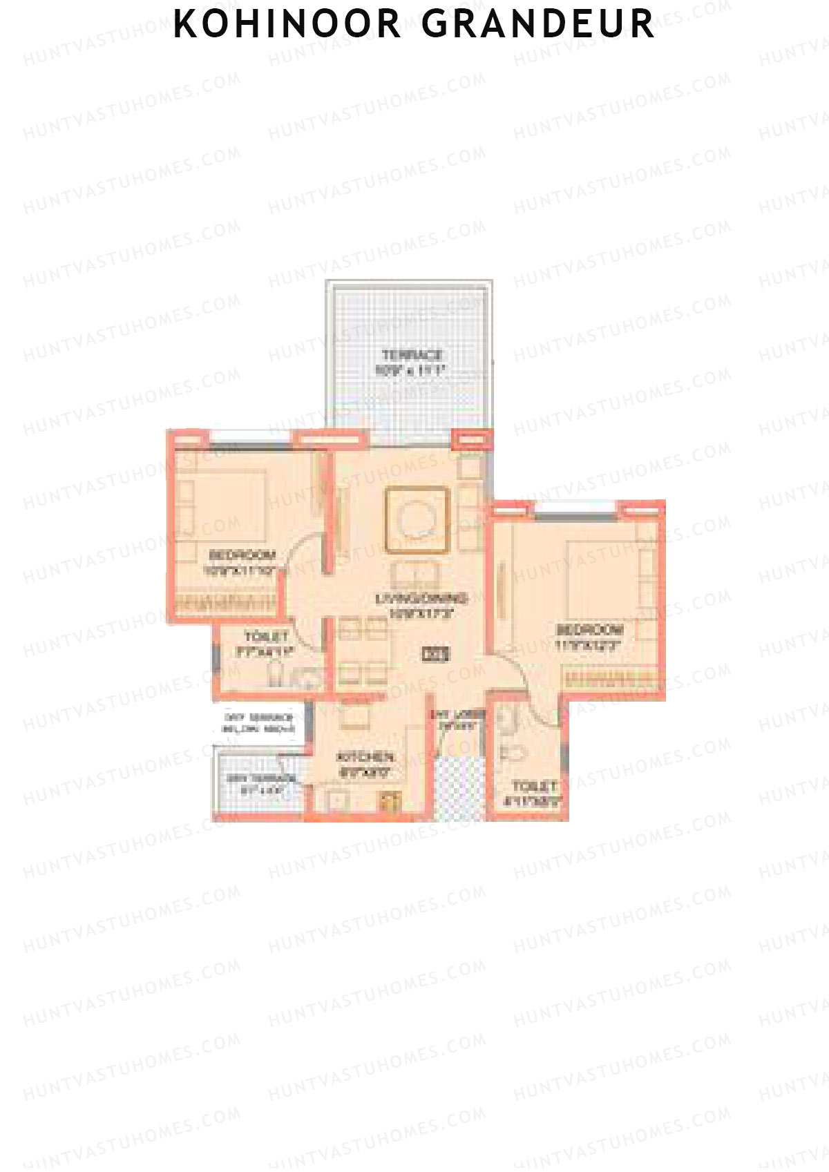 Kohinoor Grandeur Wing B Unit 1 Floor Plan
