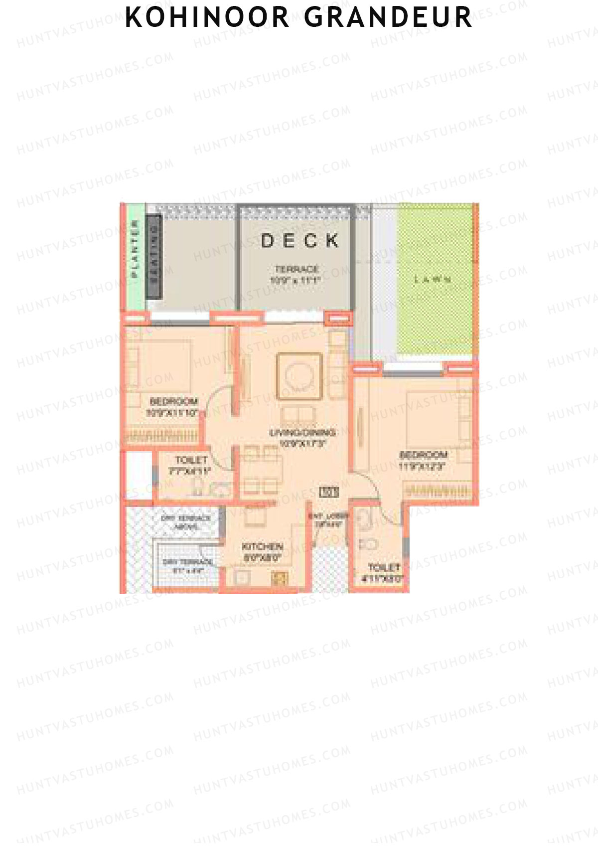 Kohinoor Grandeur Wing B Unit 1 Floor Plan