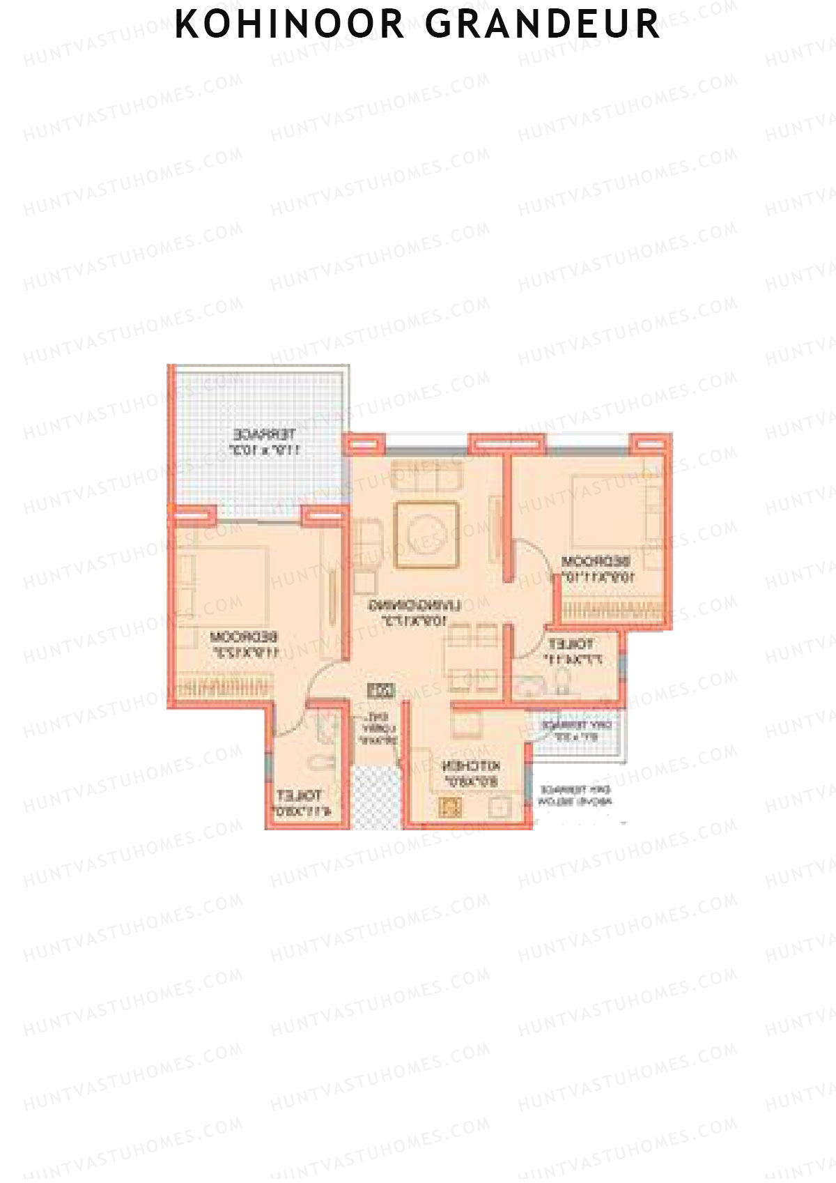 Kohinoor Grandeur Wing B Unit 2 Floor Plan